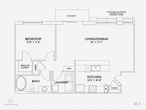 A5 floor plan June at Penn Circle, Indiana